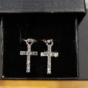 Dangle Rhinestone Cross Earrings